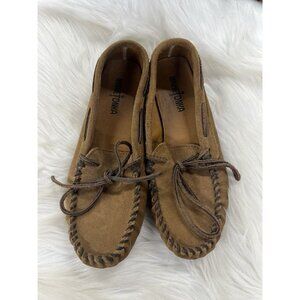 Minnetonka Natural Moosehide Leather Moccasins Women’s Size 7 Tan Brown